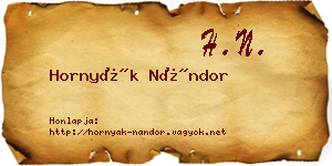Hornyák Nándor névjegykártya